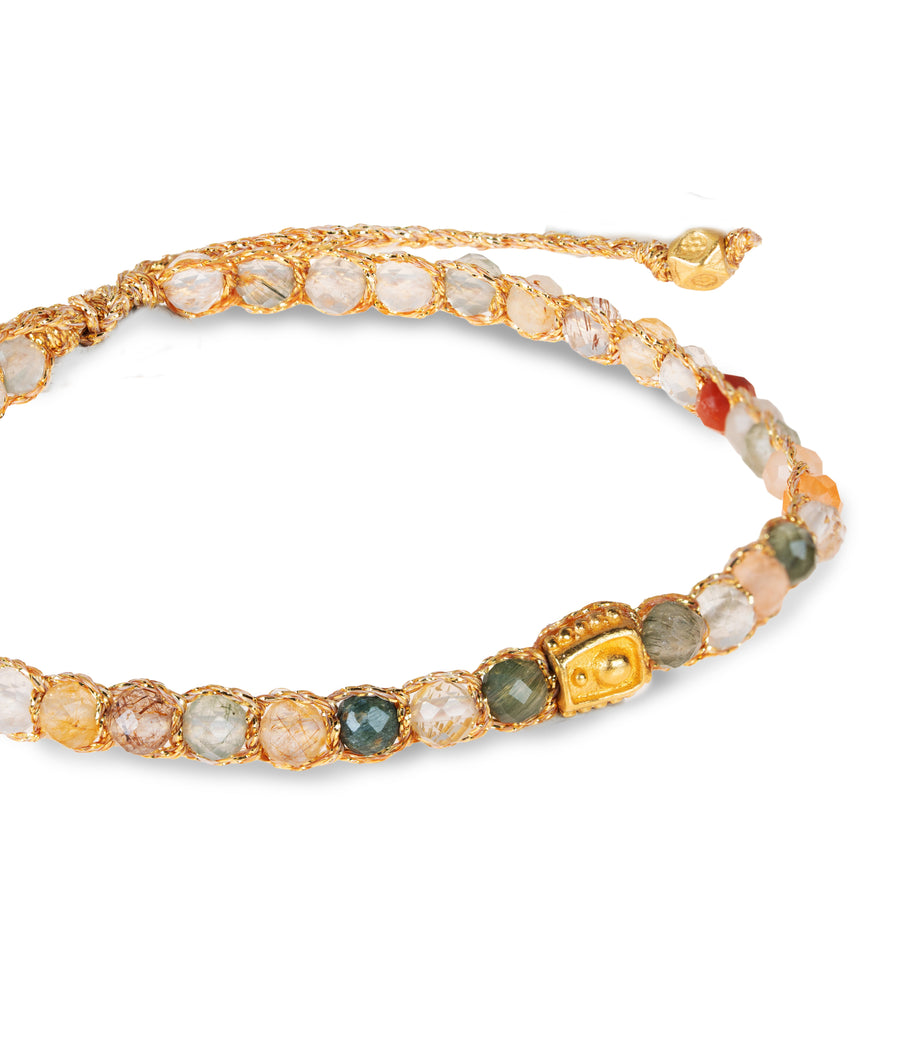 Multicolor Rutilated Quartz Bracelet | Gold