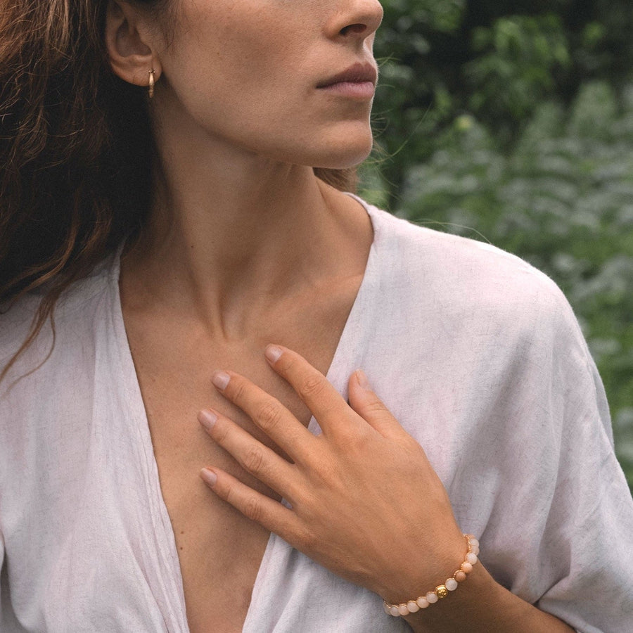 Pink Aventurine 6mm Bracelet | Gold
