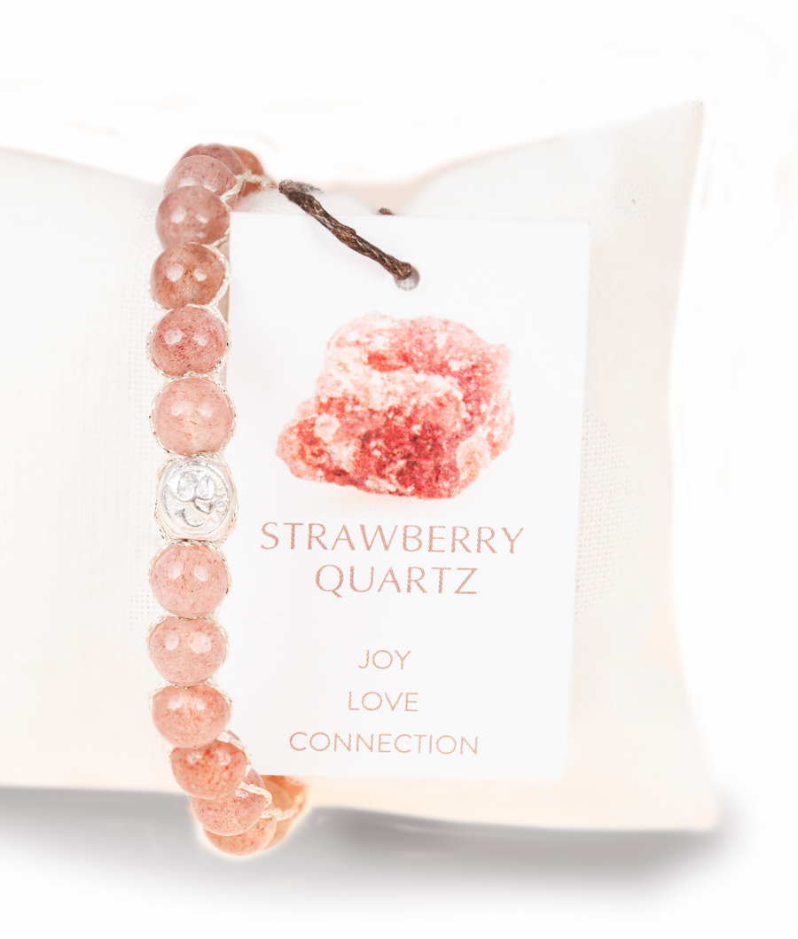Strawberry Quartz 6mm Bracelet | Silver