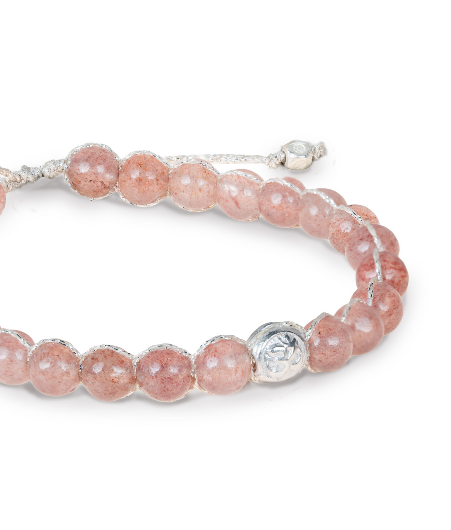 Strawberry Quartz 6mm Bracelet | Silver