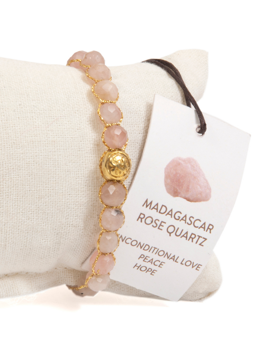 Rose Quartz 6mm Bracelet | Gold