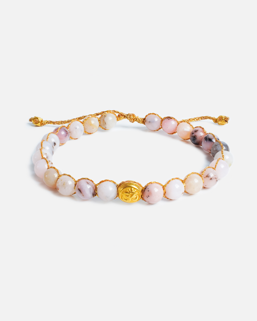 Pink Opal 6mm Bracelet | Gold