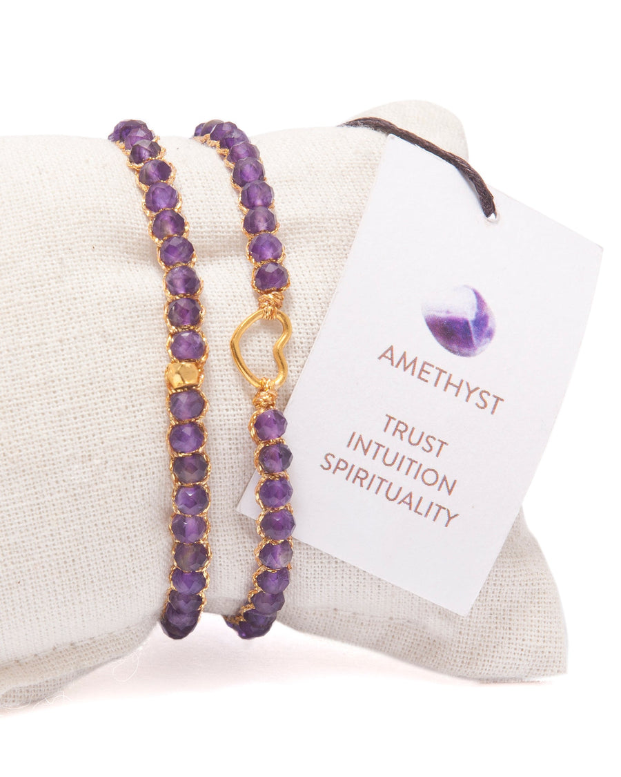 Amethyst Heart Kids Bracelet | Gold