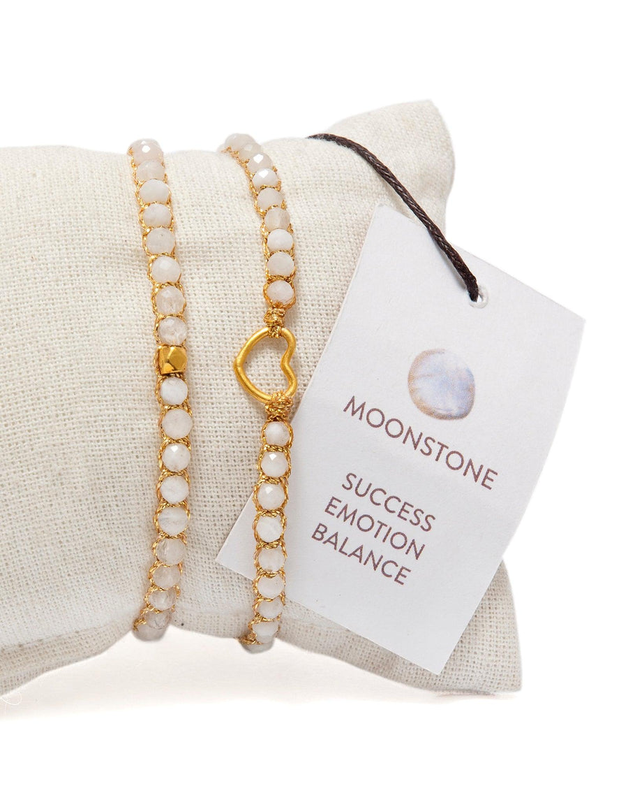 Moonstone Kids Heart Bracelet | Gold - Samapura Jewelry