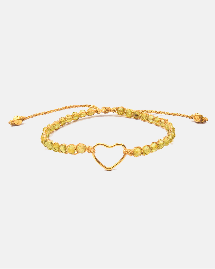 Peridot Heart Bracelet | Gold - Samapura Jewelry