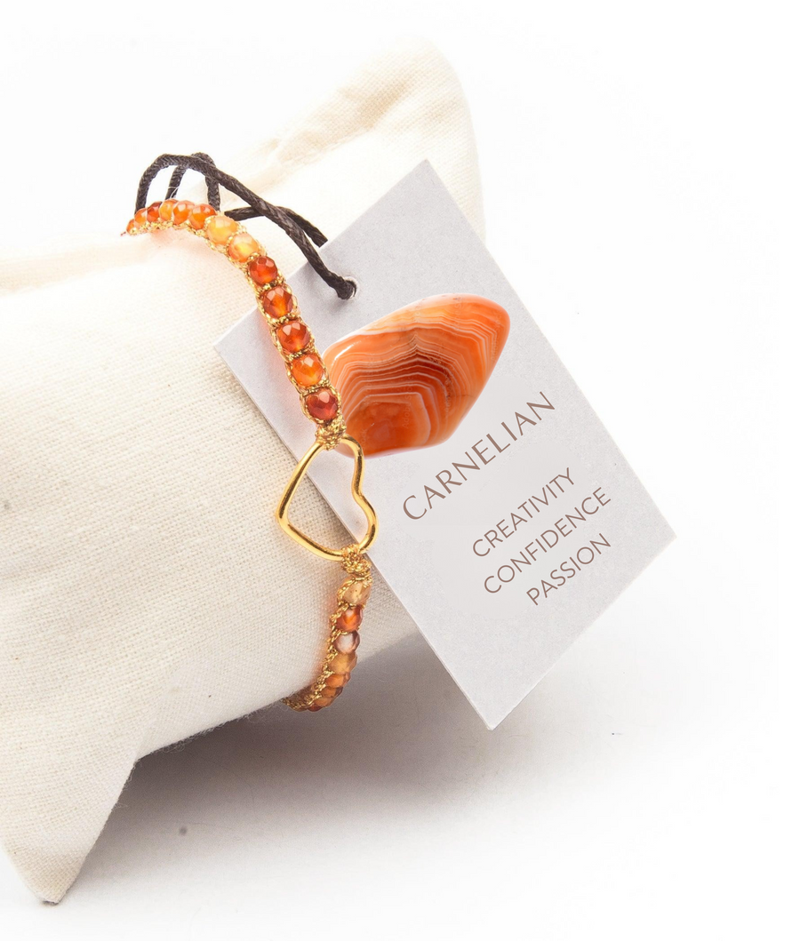 Carnelian Brazil Heart | Gold