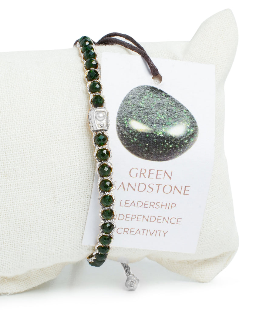 Green Sandstone Bracelet | Silver