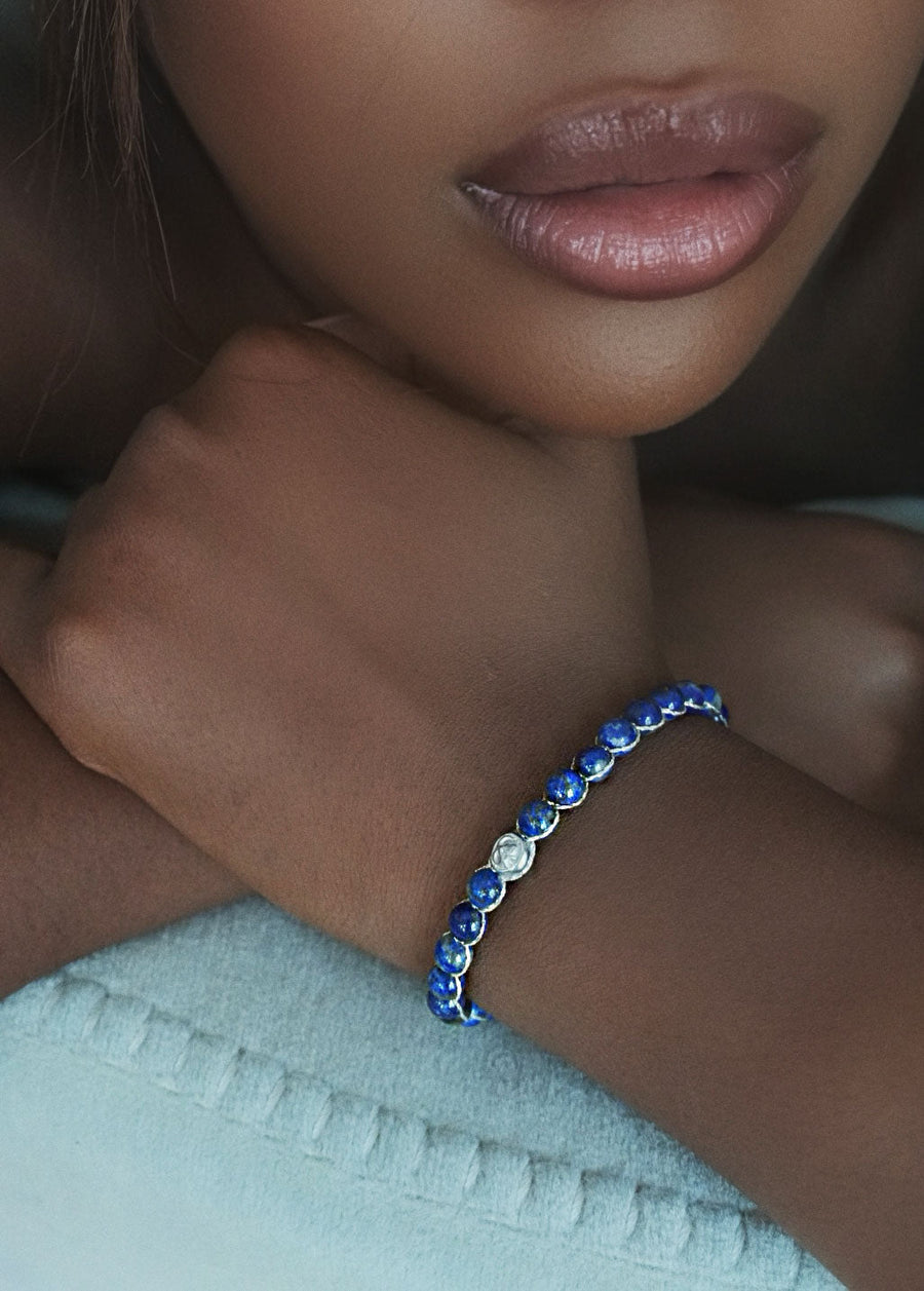 Lapis Lazuli 6mm Bracelet | Silver