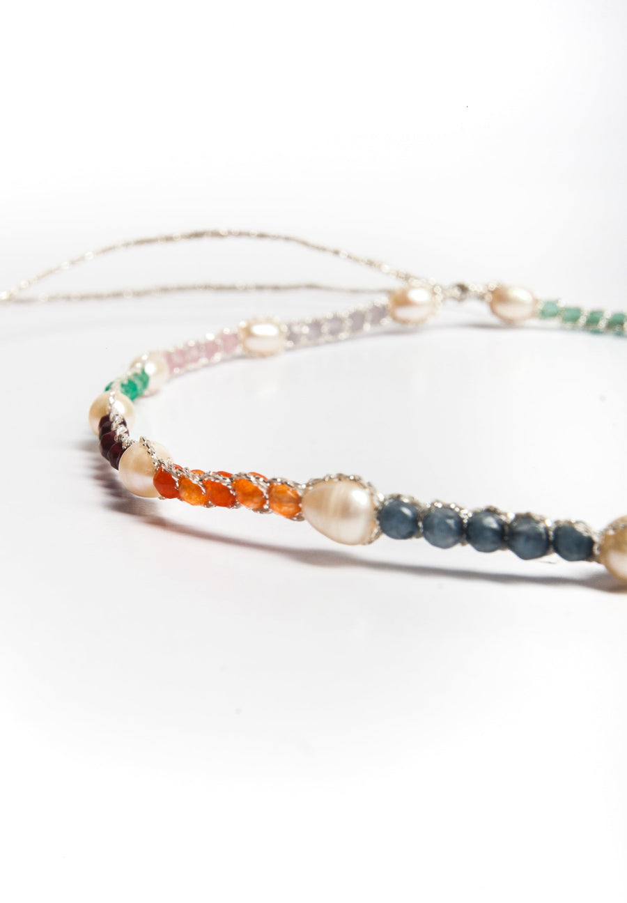 Pearl & Gemstone Choker | Silver