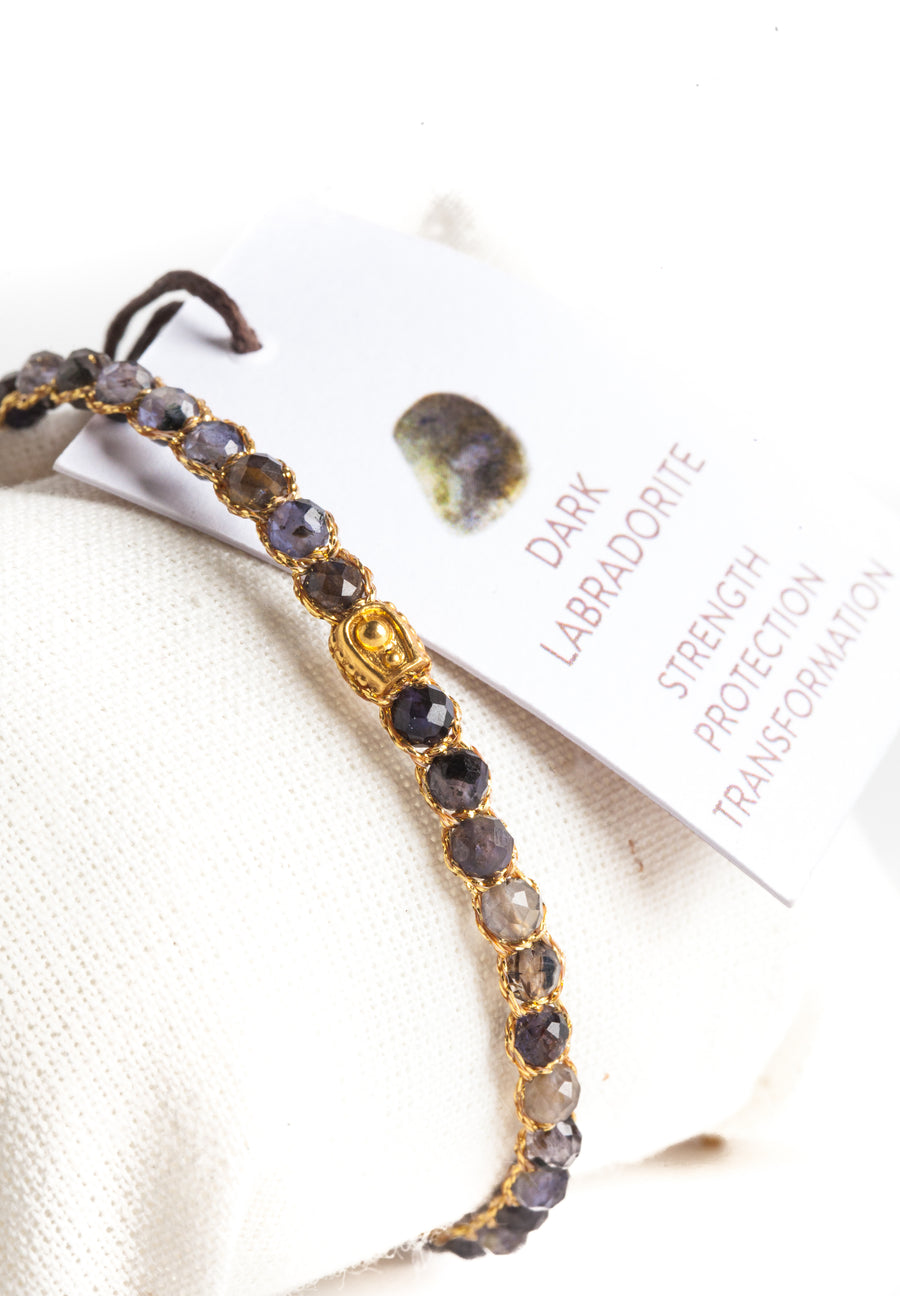 Dark Labradorite Bracelet | Gold