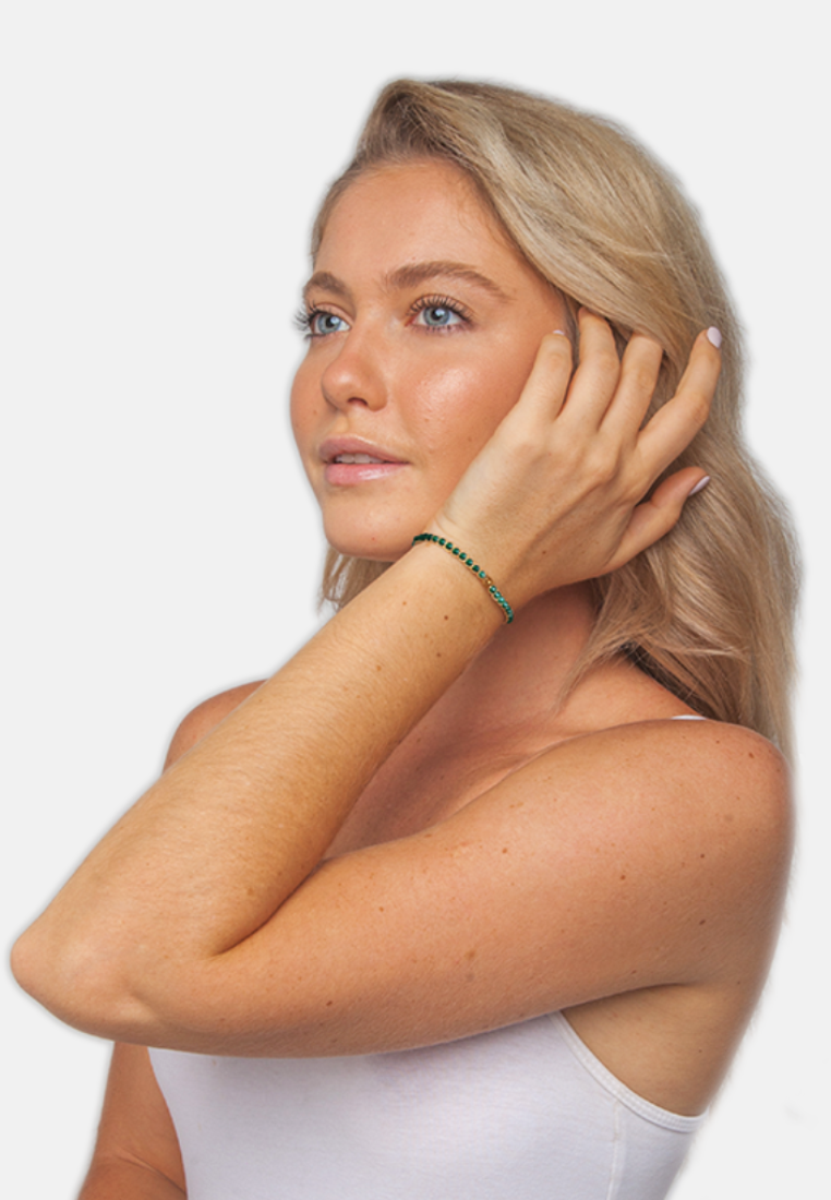 Green Emerald Agate Bracelet | Gold