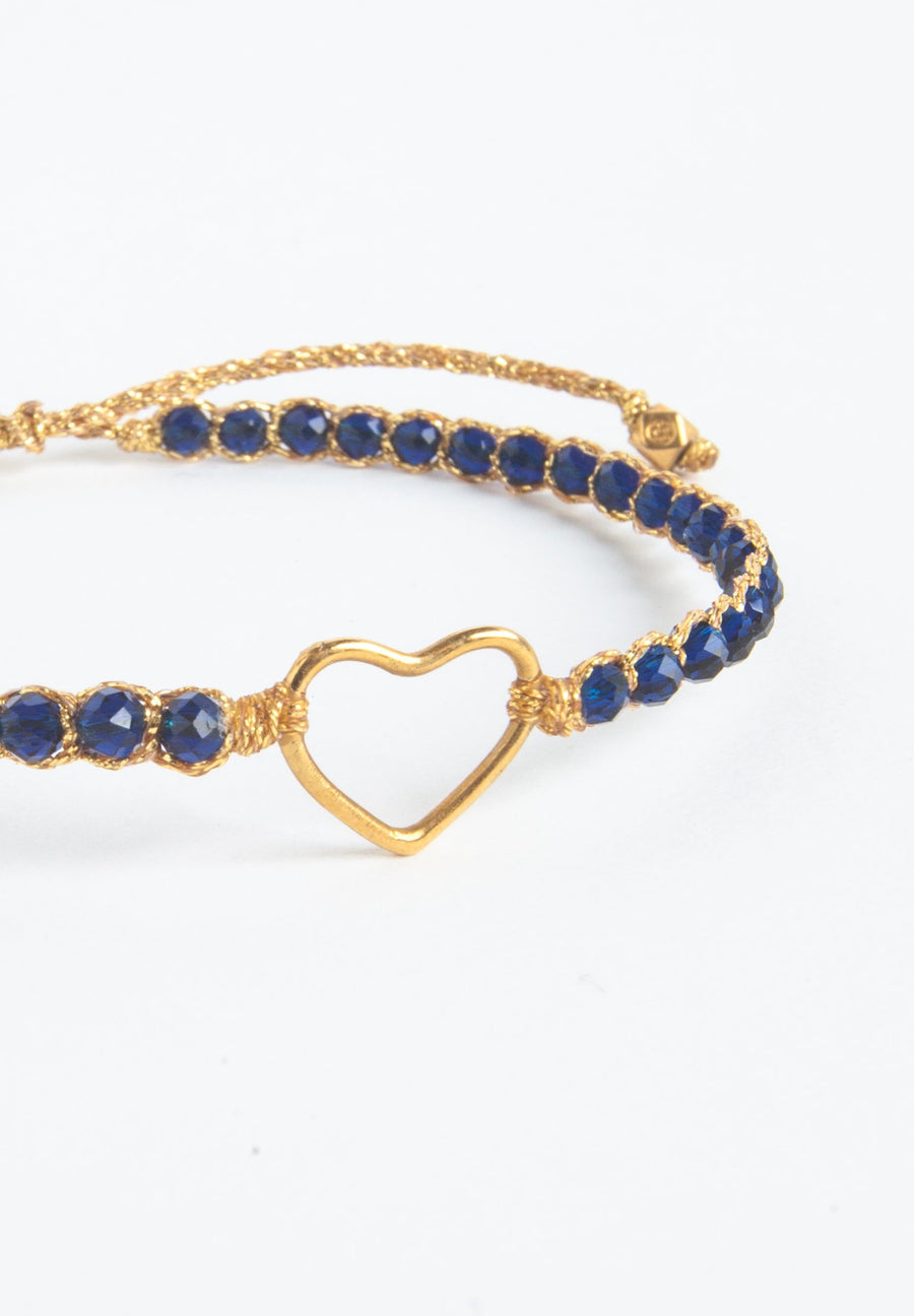 Blue Spinel Heart Bracelet | Gold