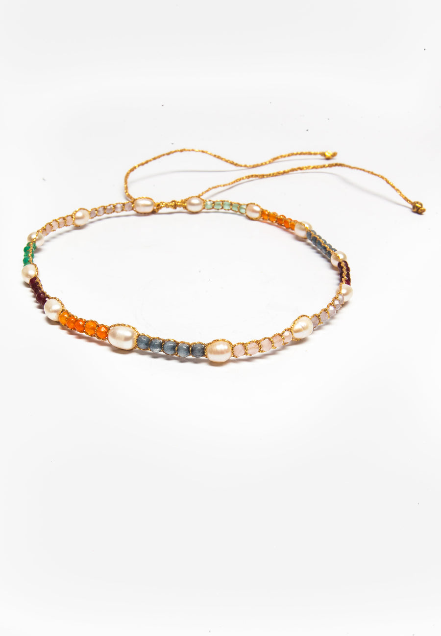 Pearl & Gemstone Choker | Gold