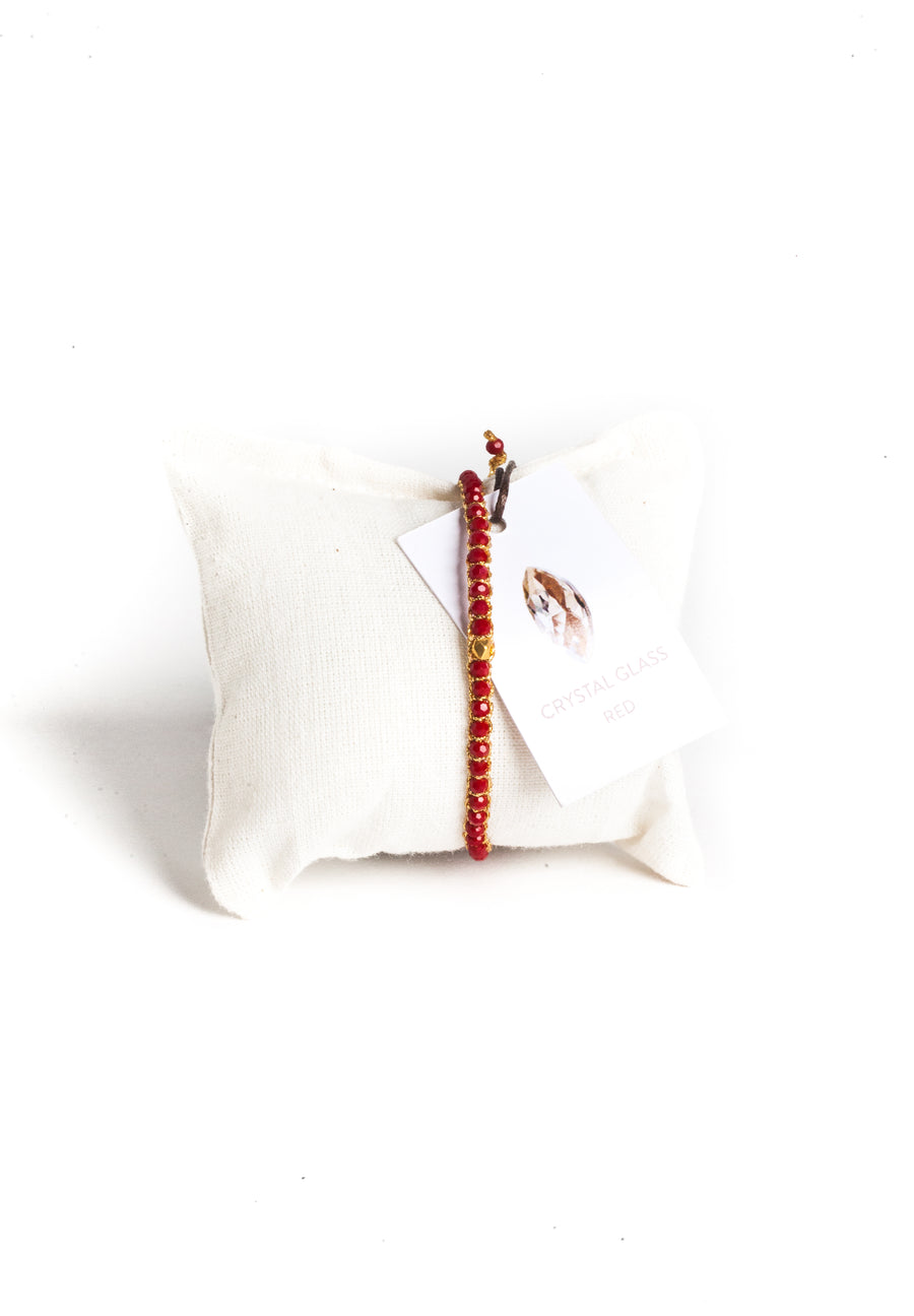Crystal Red Nugget Bracelet | Gold