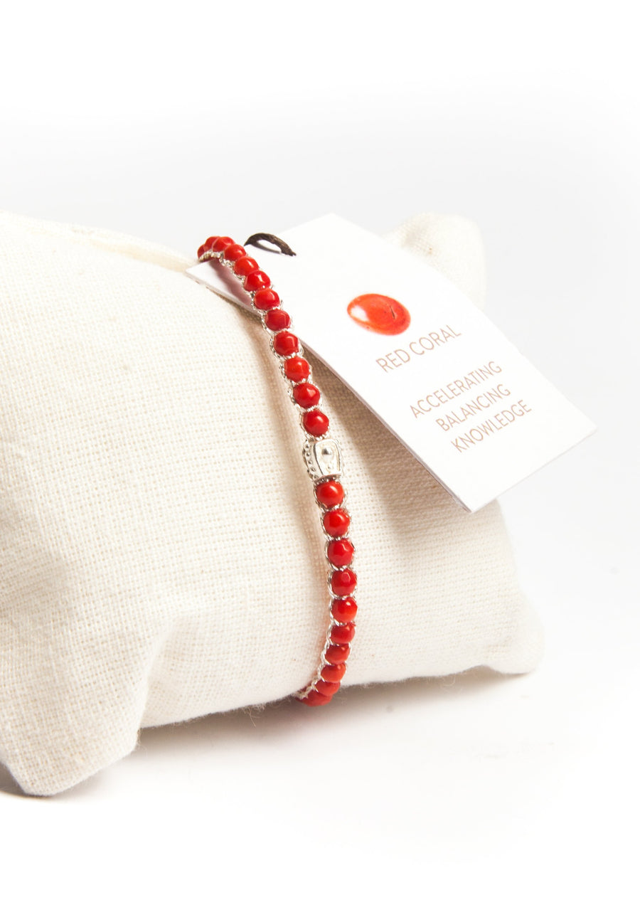 Red Coral Bracelet | Silver