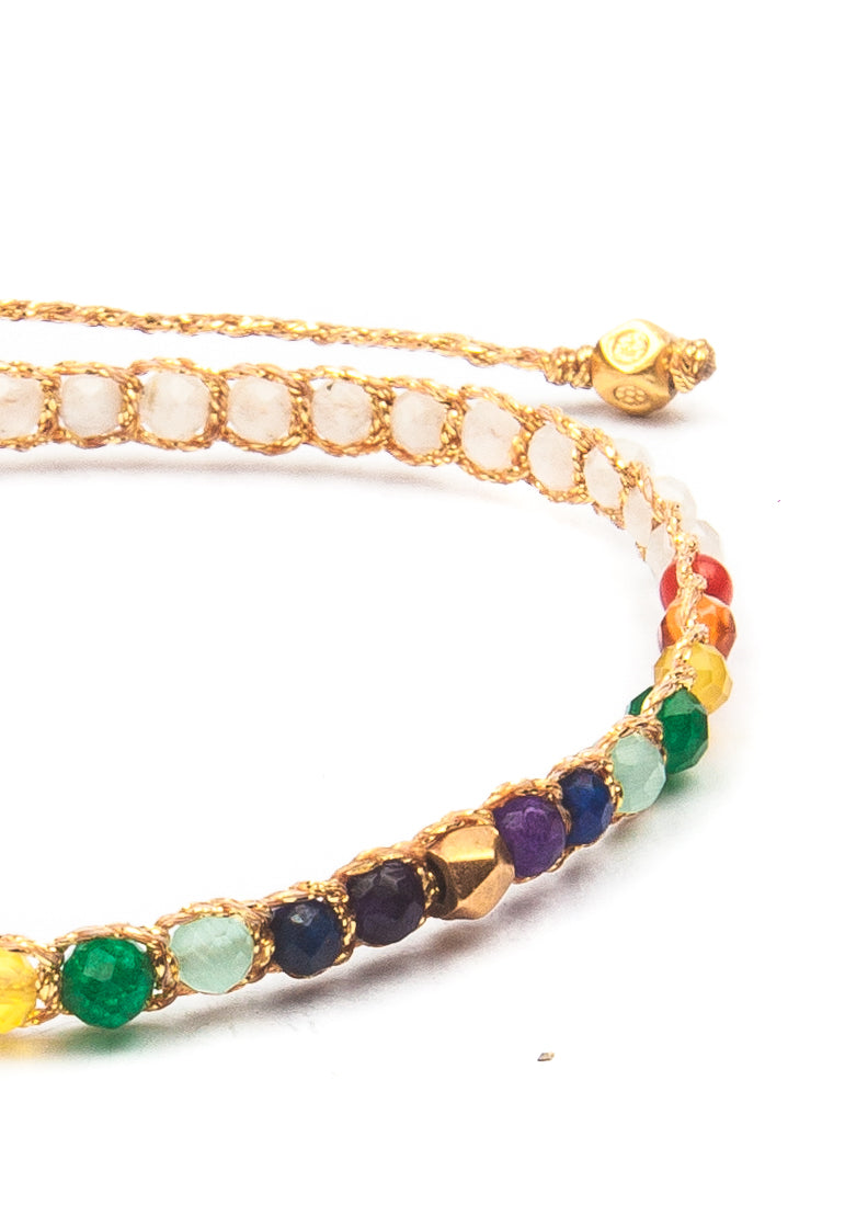 7 Chakras Moonstone Bracelet | Gold