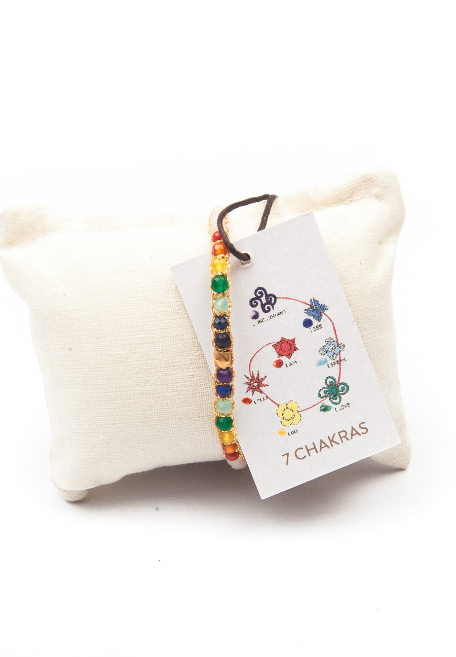 7 Chakras Moonstone Bracelet | Gold