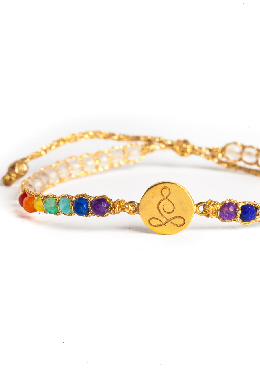 Lotus 7 Chakras Lemon Quartz Bracelet | Gold