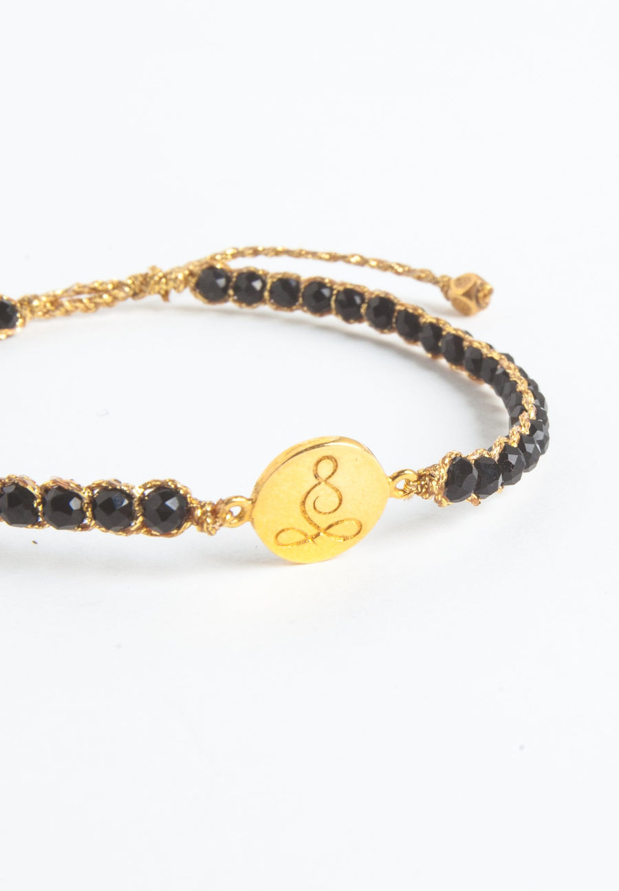 Lotus  Black Spinel Bracelet | Gold