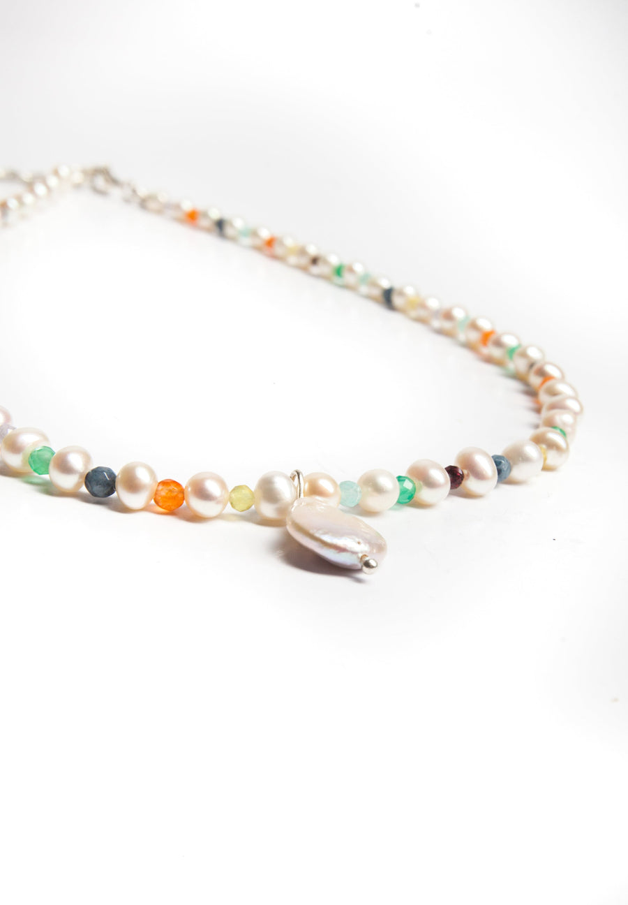 Pearl & Gemstone Necklace | Silver
