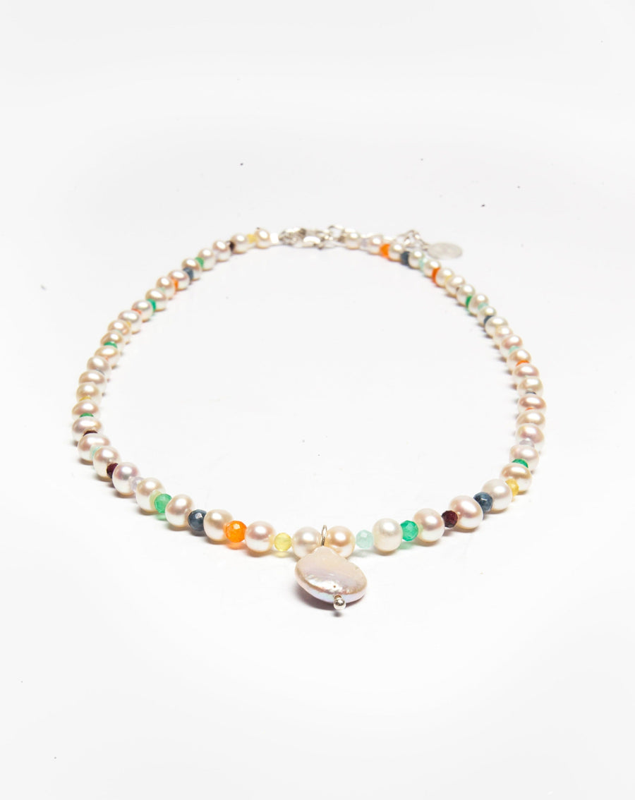 Pearl & Gemstone Necklace | Silver