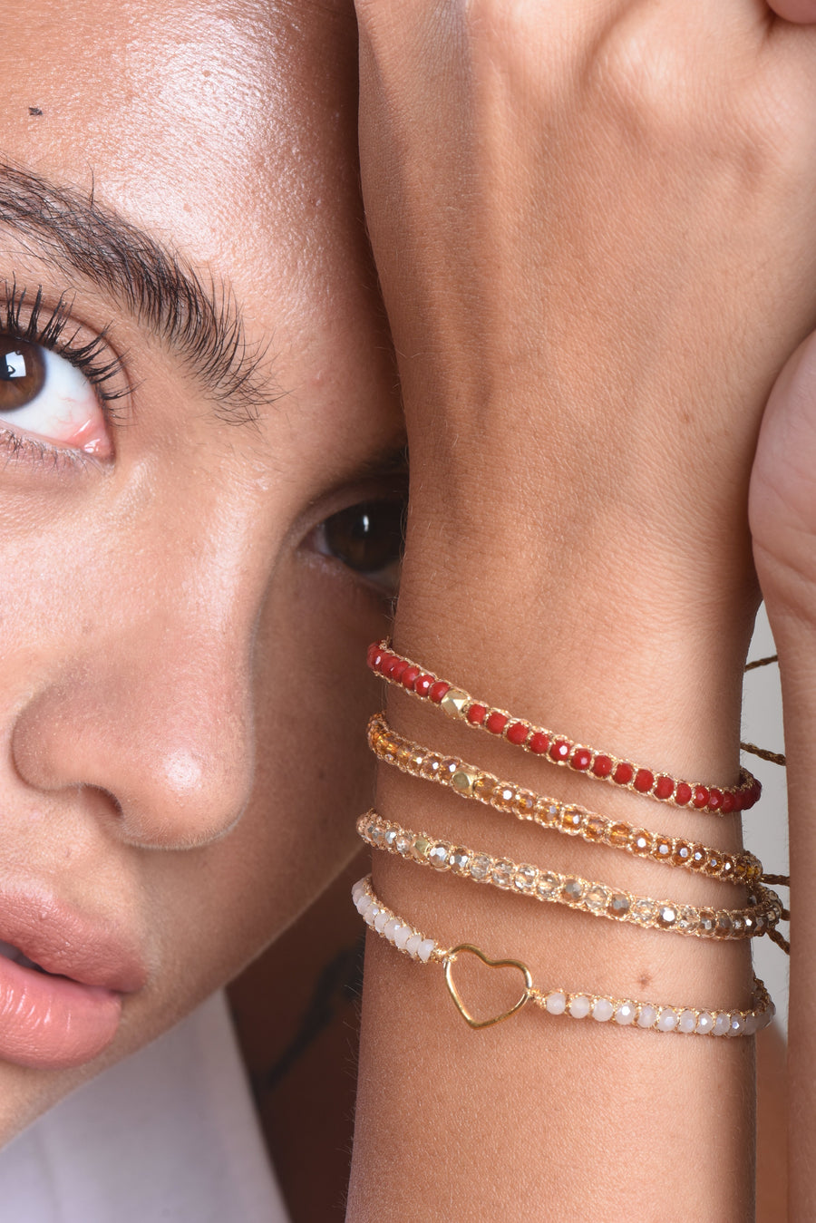 Crystal Rainbow Heart Bracelet | Gold