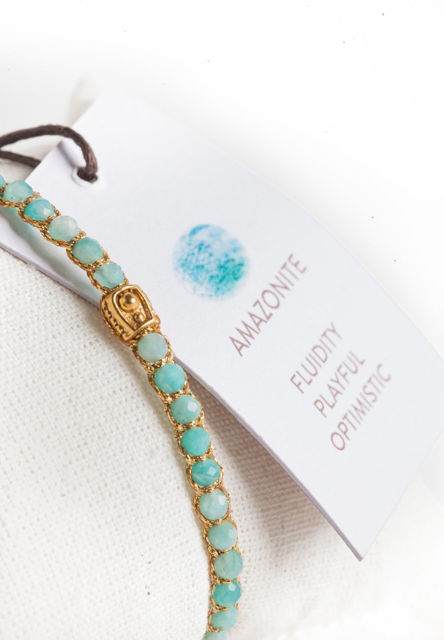 Amazoite from South Africa Bracelet | Gold