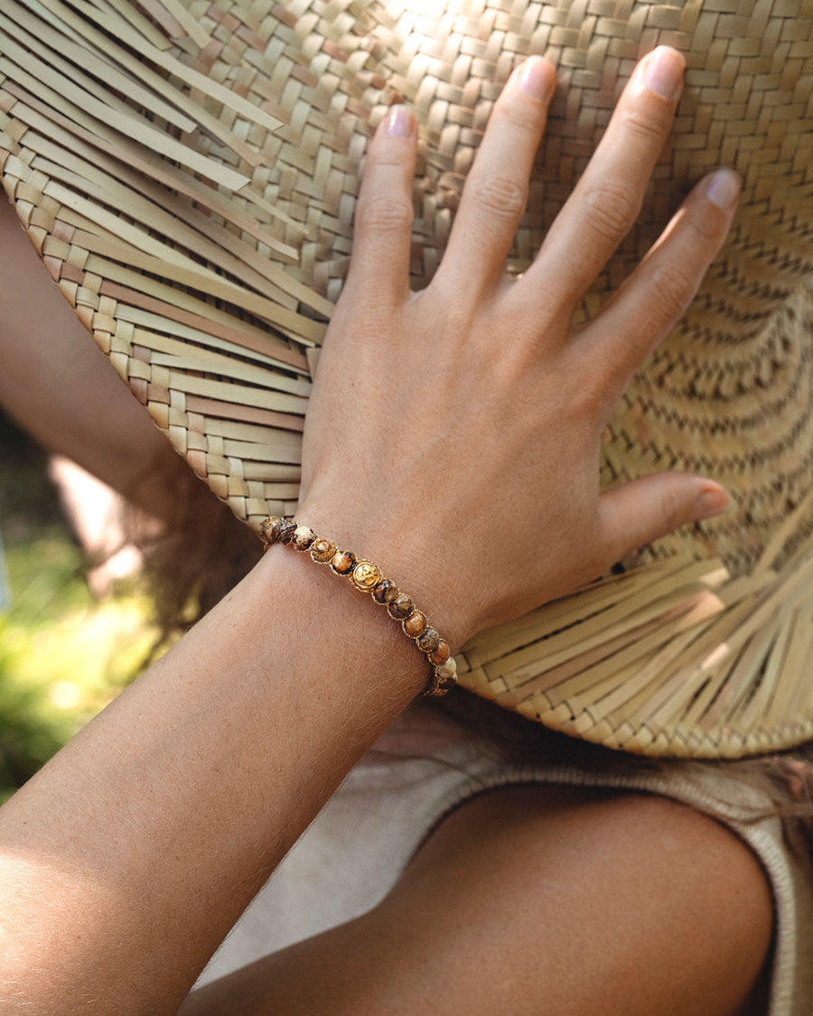 Brown Jasper 6mm Bracelet | Gold