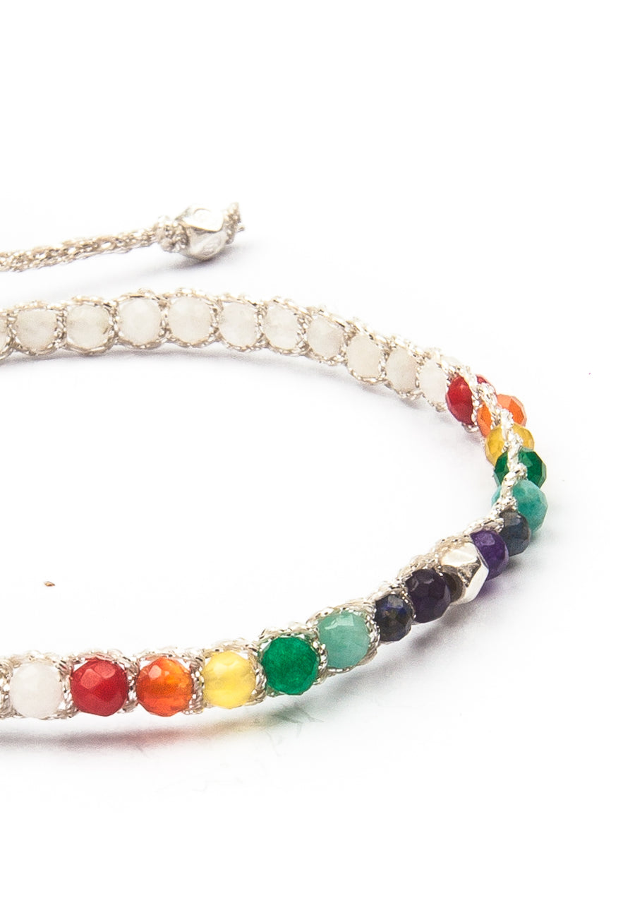 7 CHAKRAS MOONSTONE Bracelet | Silver