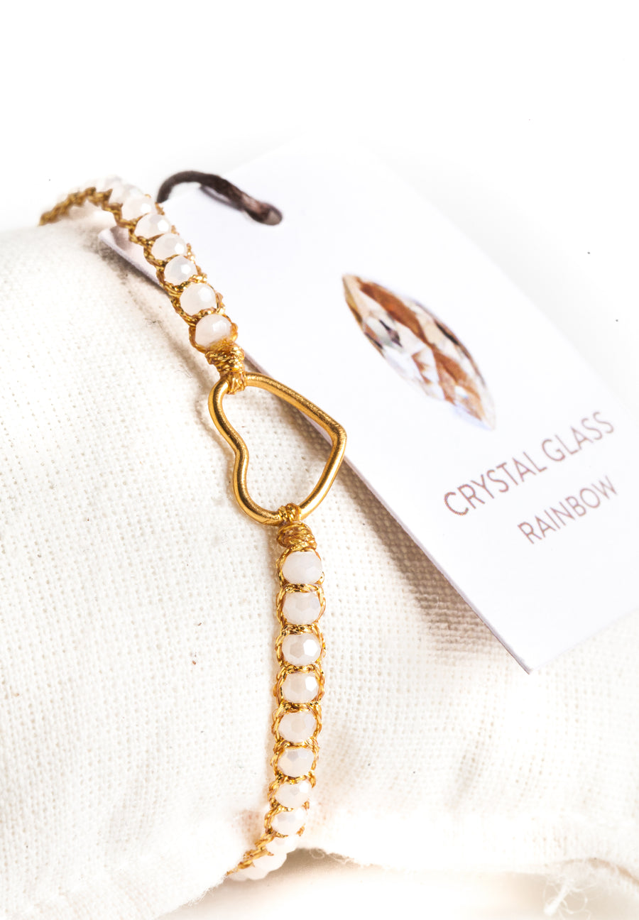 Crystal Rainbow Heart Bracelet | Gold