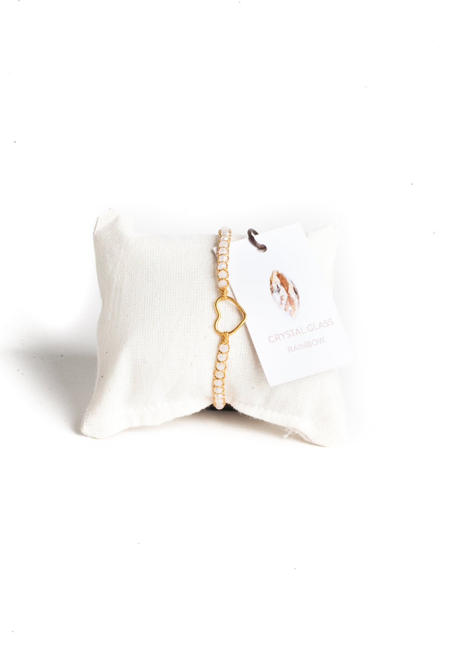 Crystal Rainbow Heart Bracelet | Gold