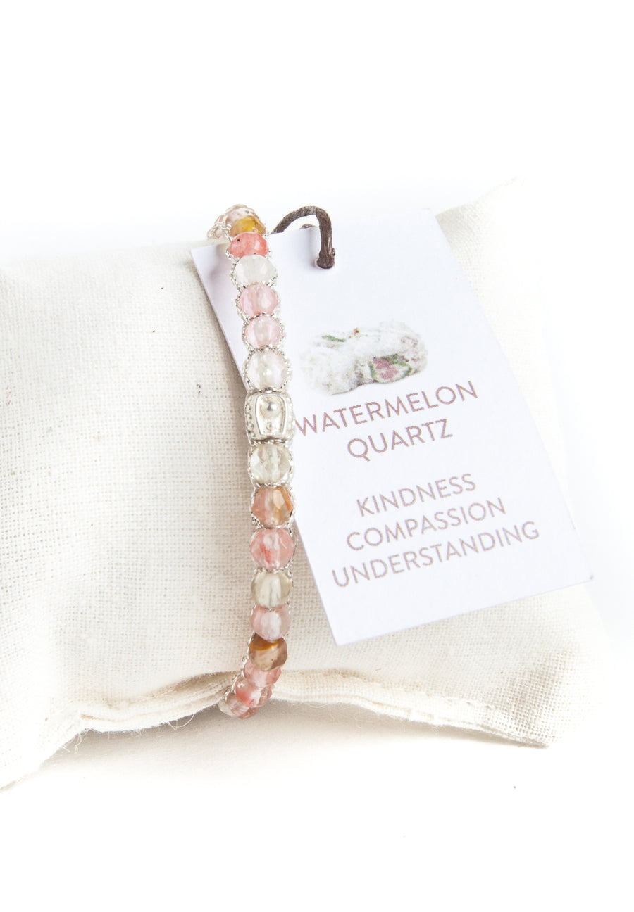 Watermelon Quartz  Bracelet | Silver