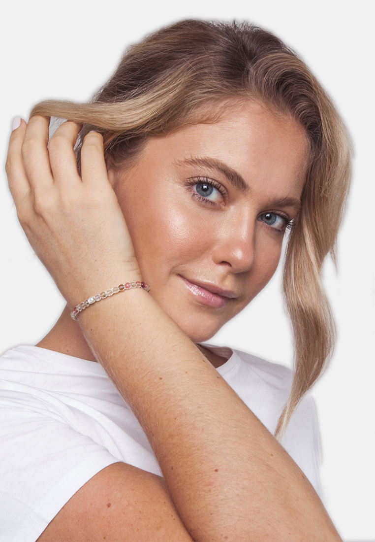 Watermelon Quartz  Bracelet | Silver