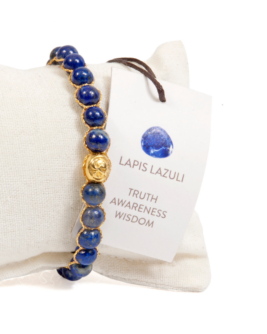 Lapis Lazuli 6mm Bracelet | Gold