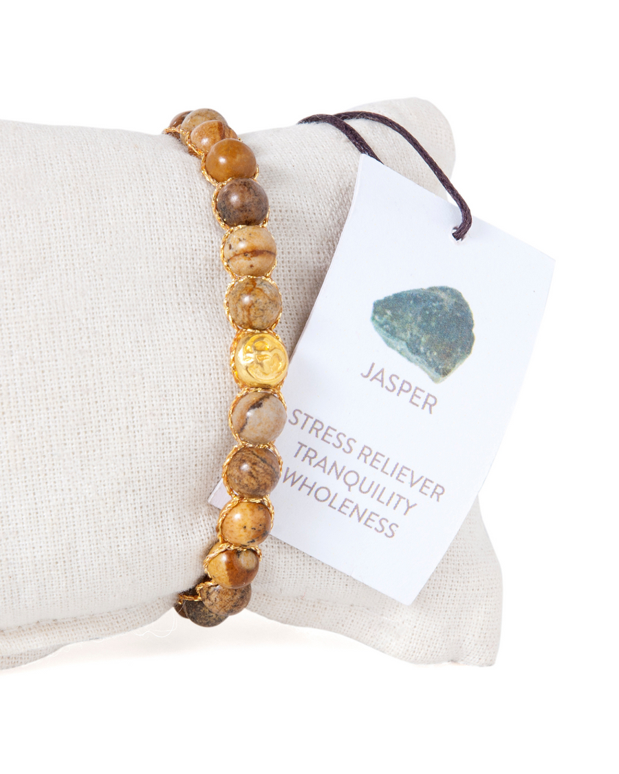 Brown Jasper 6mm Bracelet | Gold