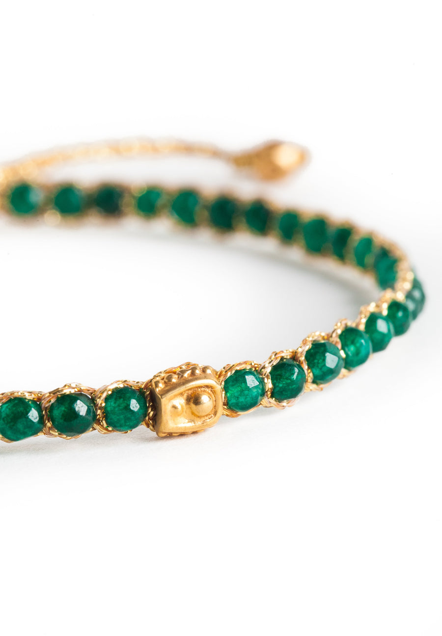 Green Emerald Agate Bracelet | Gold