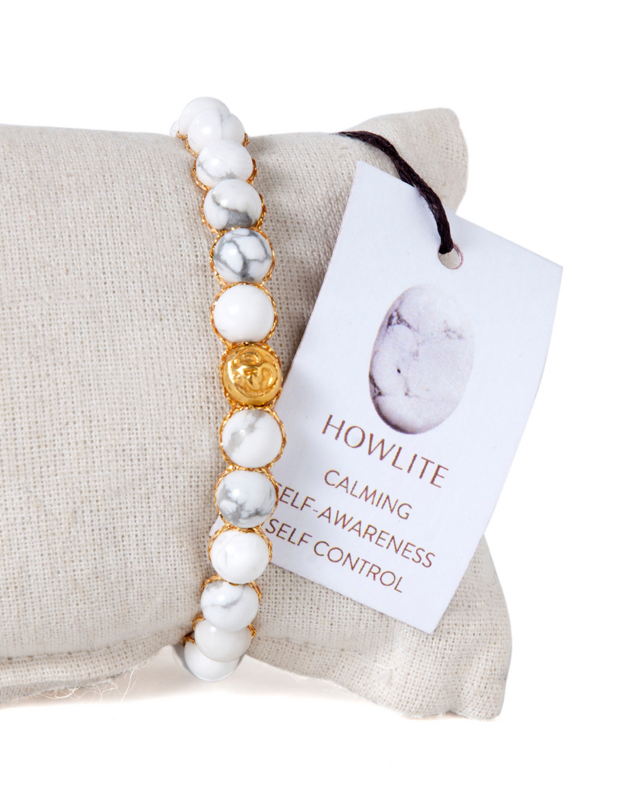 Howlite 6mm Bracelet | Gold