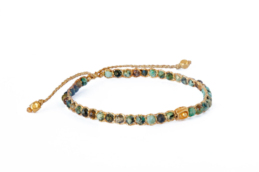 African Turquoise Bracelet | Gold - Samapura Jewelry