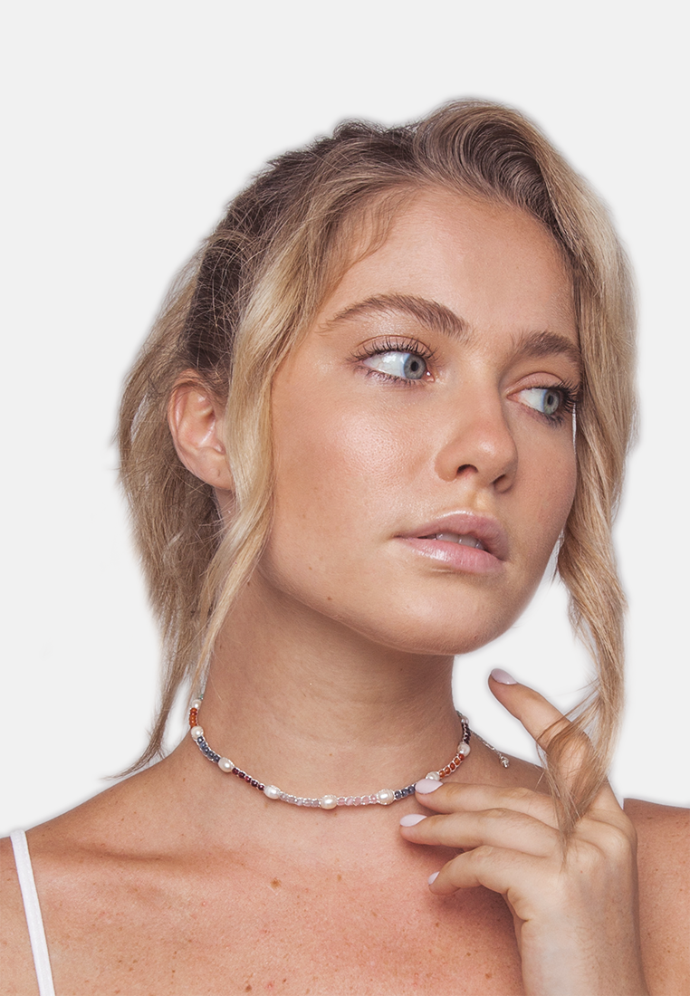 Pearl & Gemstone Choker | Silver