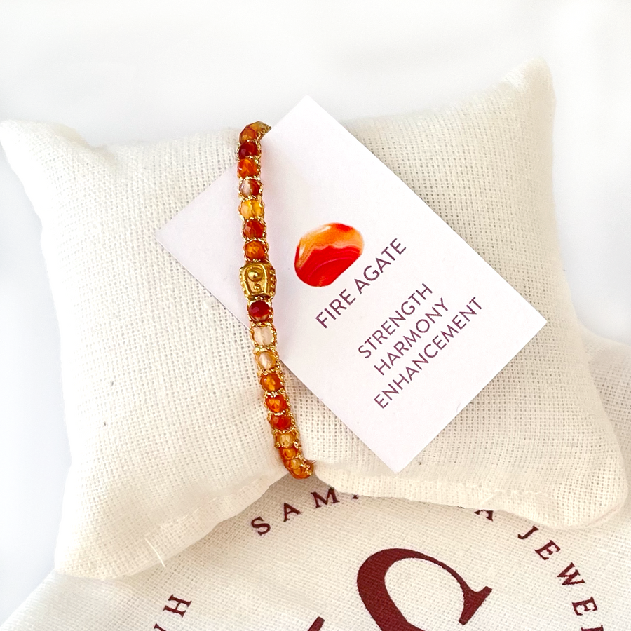Fire Agate Bracelet | Gold