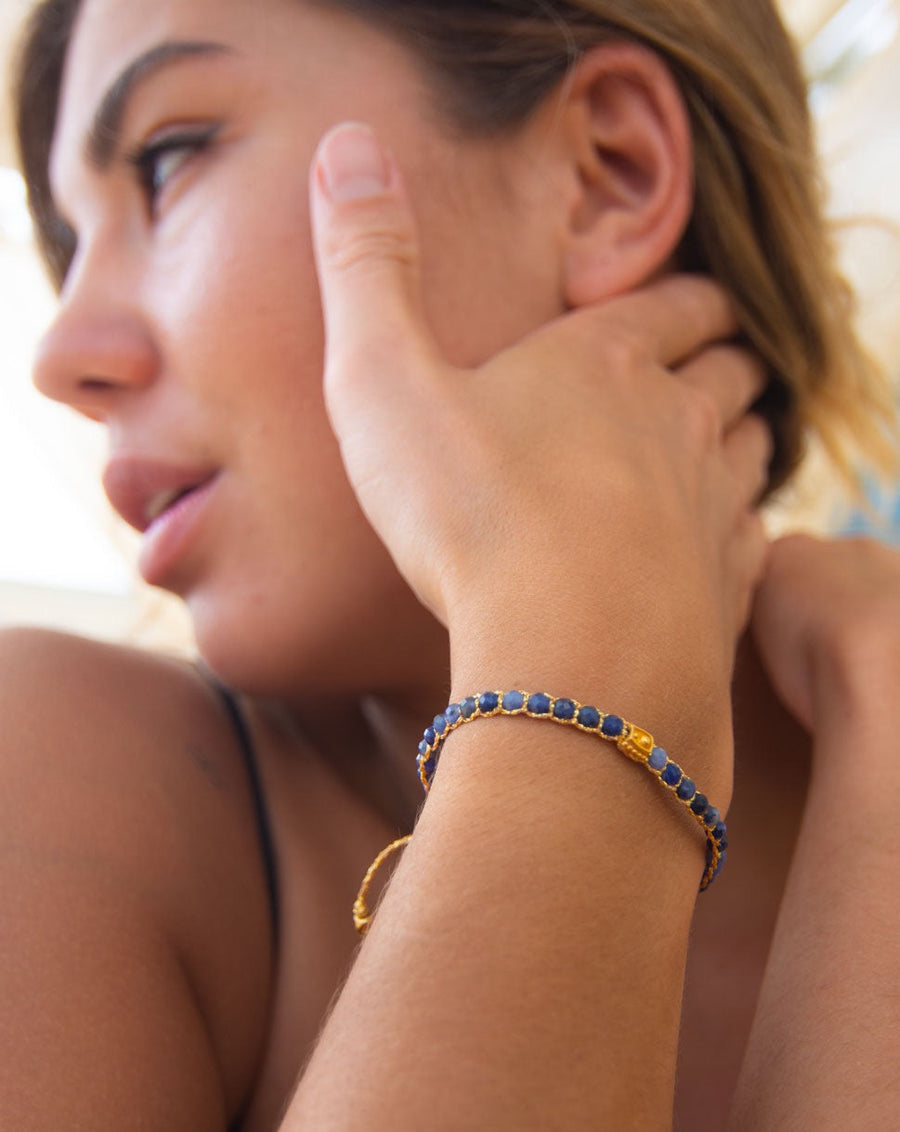 Blue Sodalite Bracelet | Gold