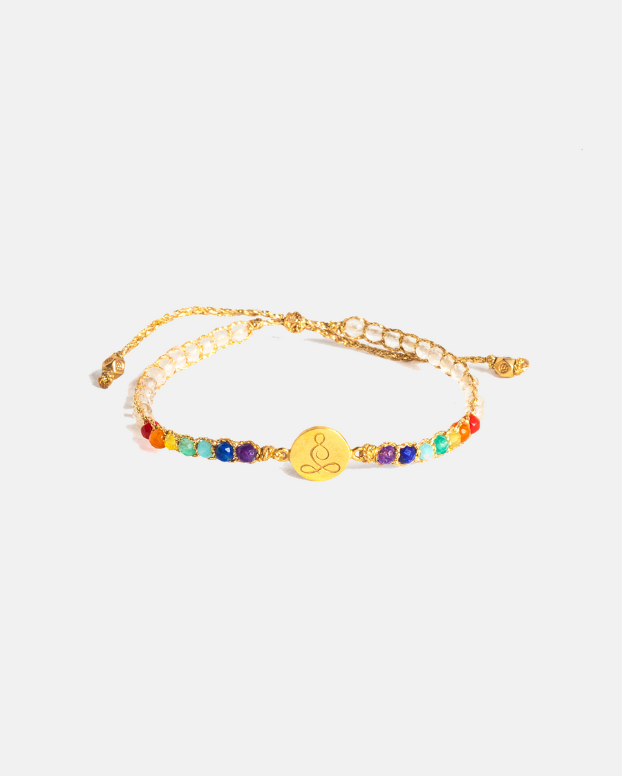 Lotus 7 Chakras Lemon Quartz Bracelet | Gold