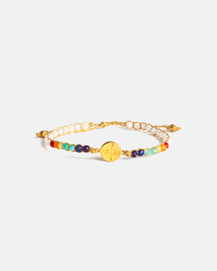 Mindfulness 7 Chakras Moonstone Bracelet | Gold