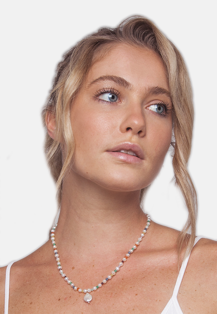 Pearl & Gemstone Necklace | Gold