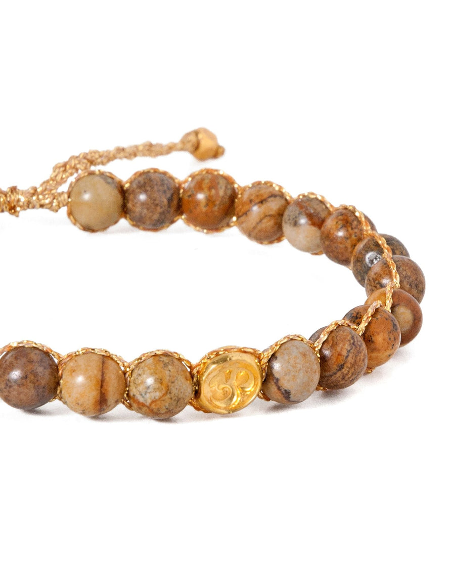 Brown Jasper 6mm Bracelet | Gold