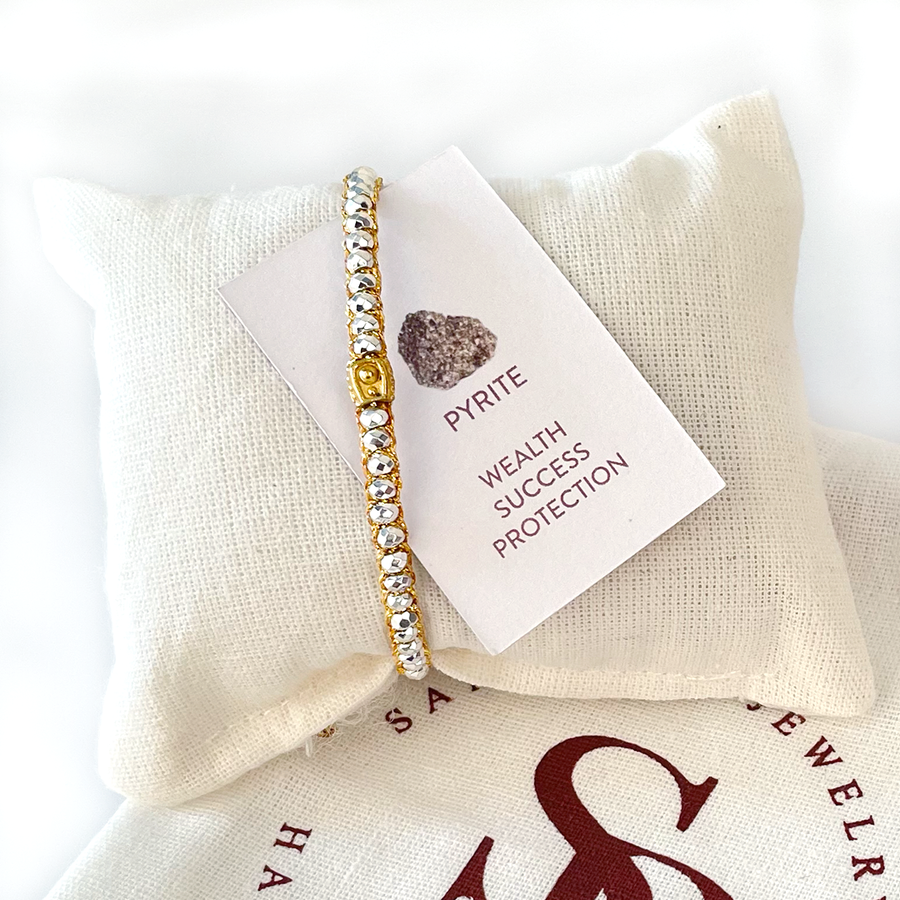 Pyrite Silver Bracelet | Gold