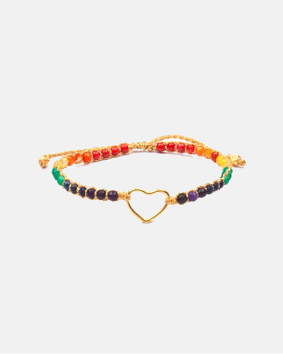 Rainbow Bold Heart Bracelet | Gold