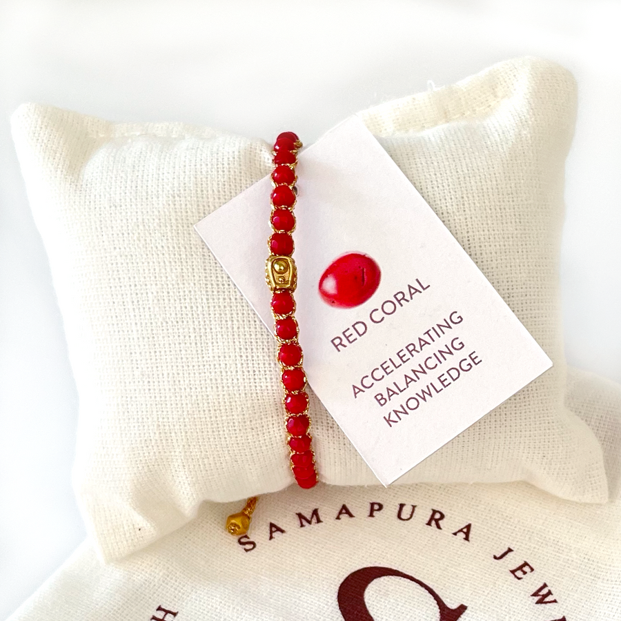 Red Coral Bracelet | Gold