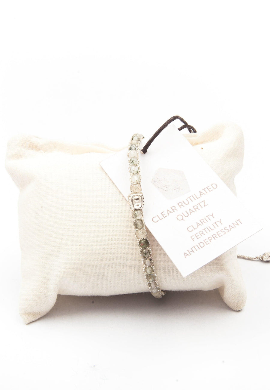 Clear Rutilated Quartz Bracelet | Silver - Samapura Jewelry