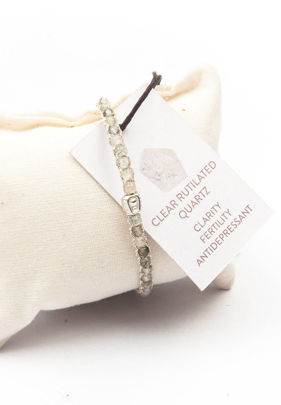 Clear Rutilated Quartz Bracelet | Silver - Samapura Jewelry